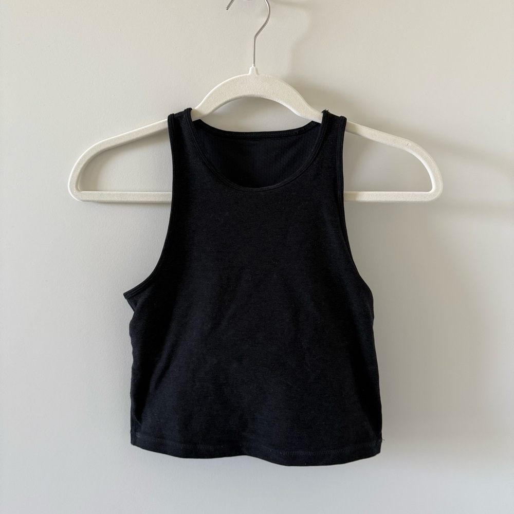Vuori black heather high neck activewear top